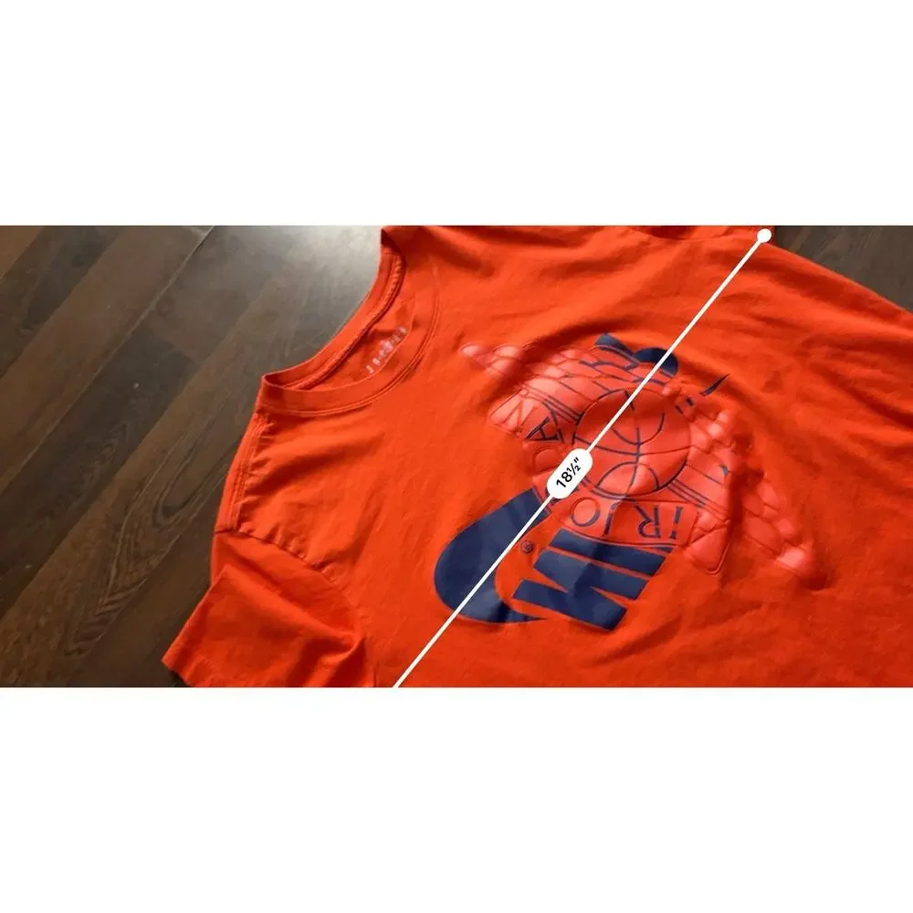 Nike Air Jordan Basketball Shirt Swoosh Logo Men's Medium Orange Hoops Street